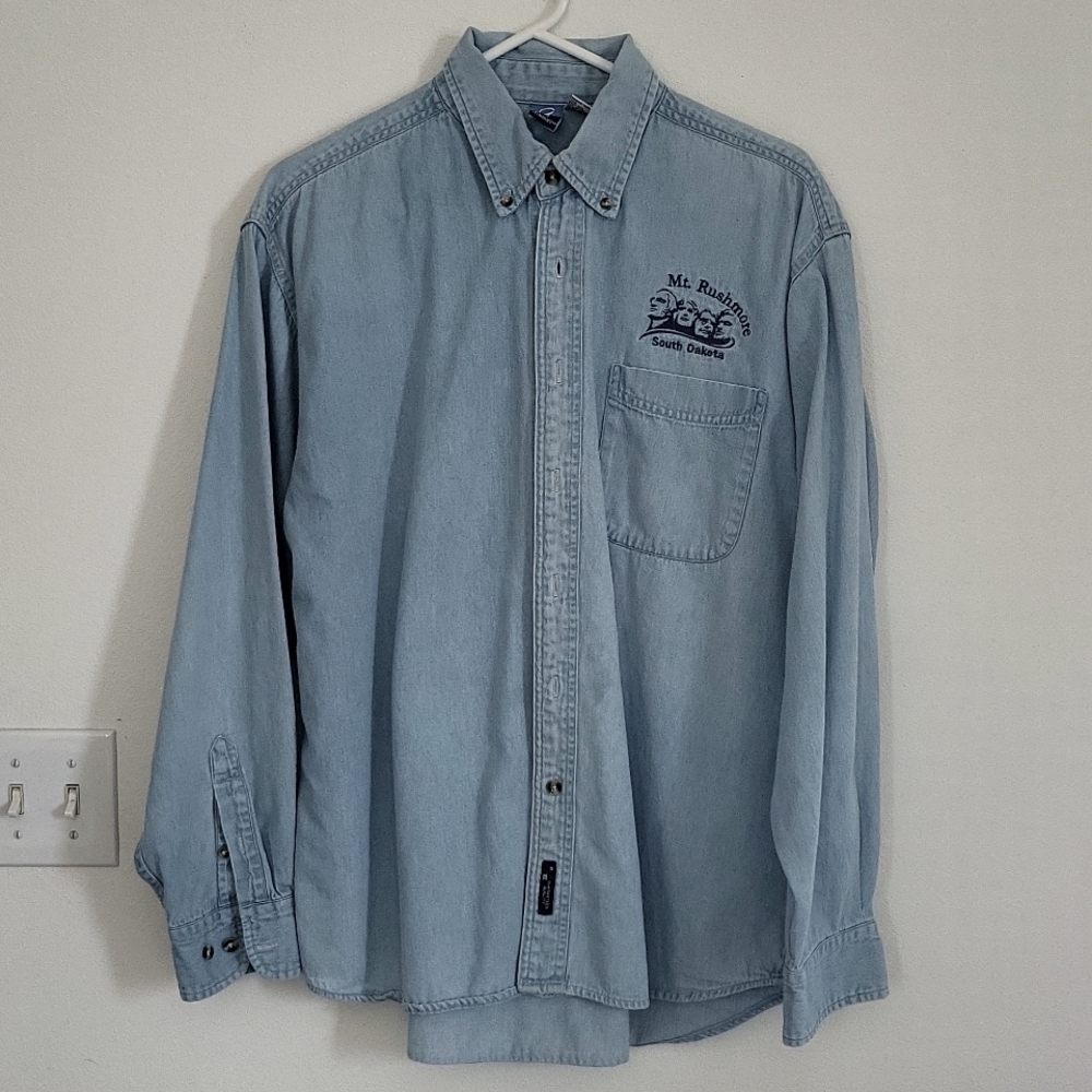 S.Dakota Mount Rushmore Demin Button Down Shirt